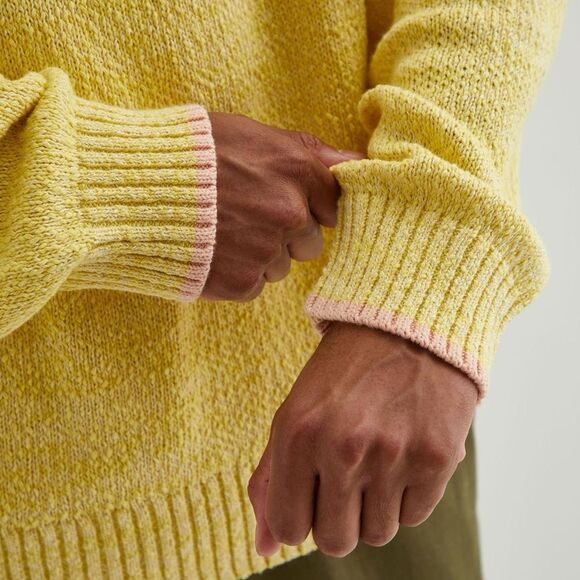NWT BDG Urban Outfitters Clark Rib Knit Sweater Yellow with Pink Trim - Picture 3 of 7